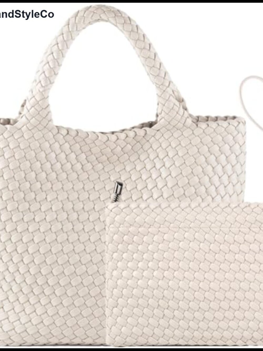 Woven Tote Bag Vegan Leather Large Capacity Shoulder Shopper Purse